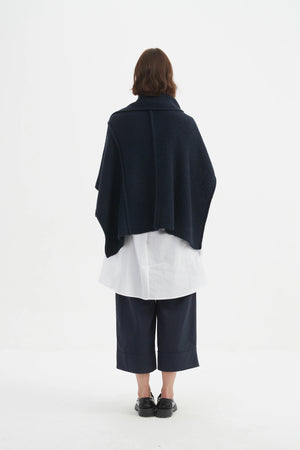 Asymmetric Wrap Knit - Navy