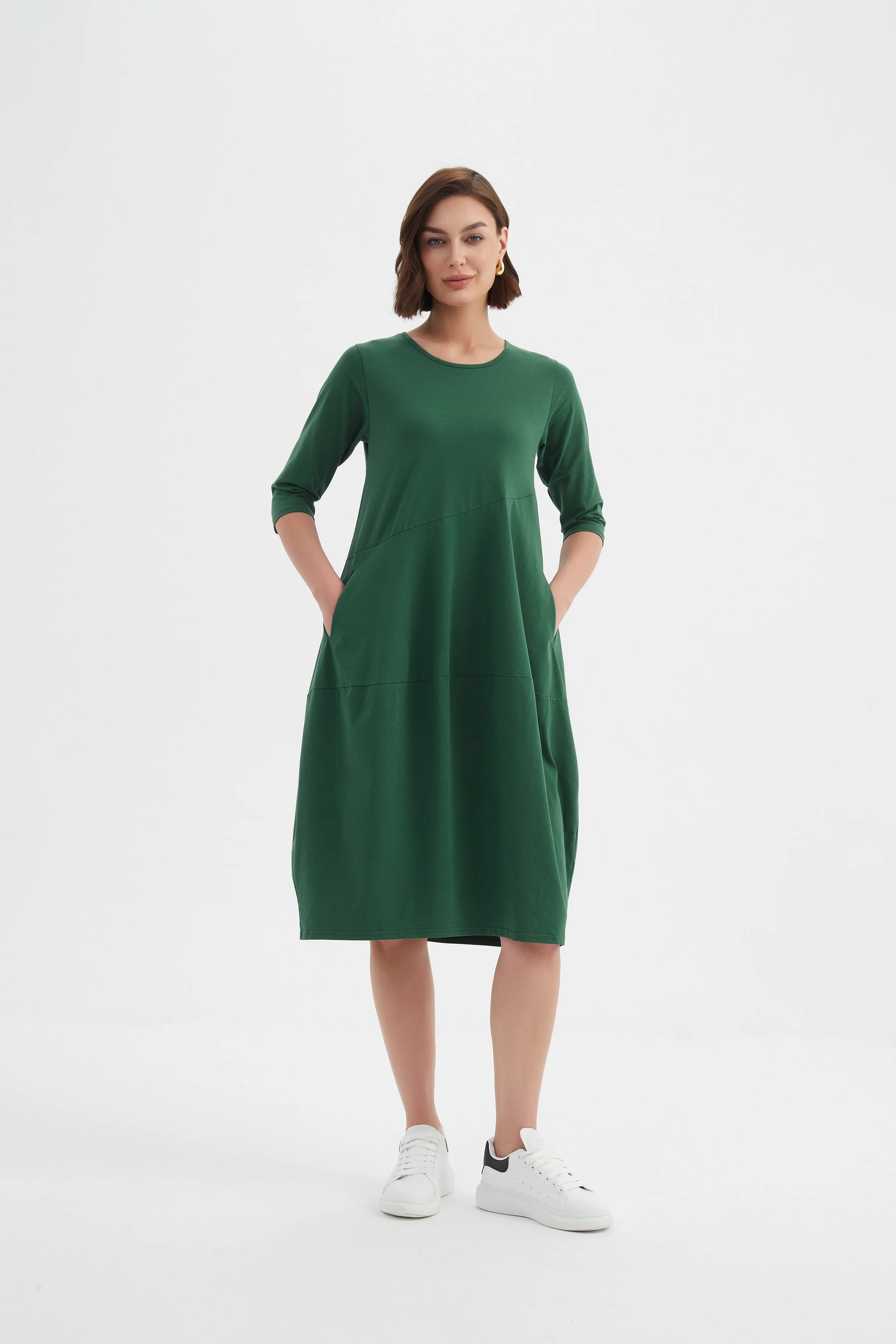 Diagonal Seam Dress - Hunter Green Winter Weight Harlos Diagonal Seam Dress - Hunter Green Winter Weight Harlos