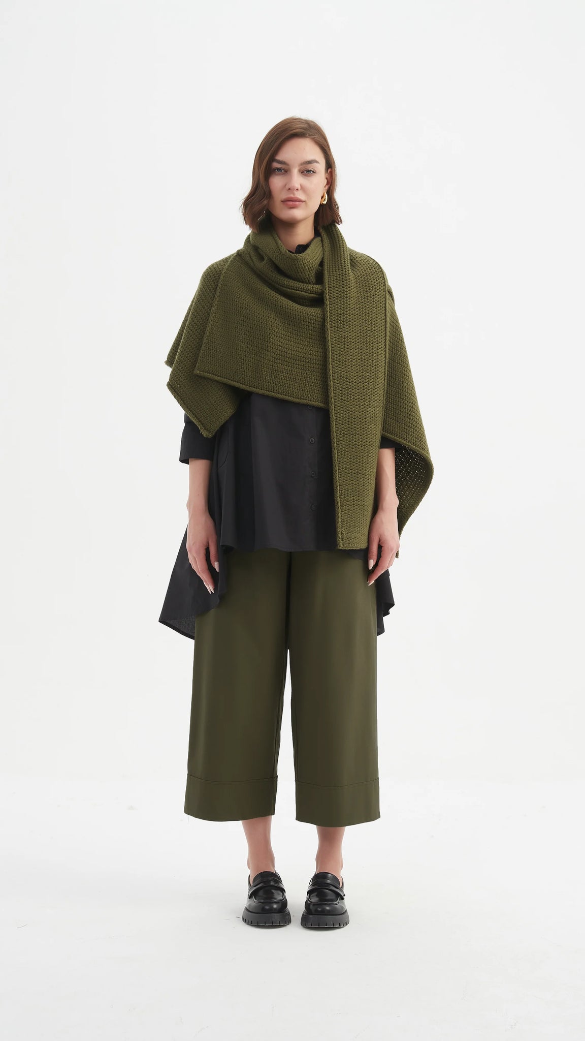 Asymmetric Wrap Knit - Khaki