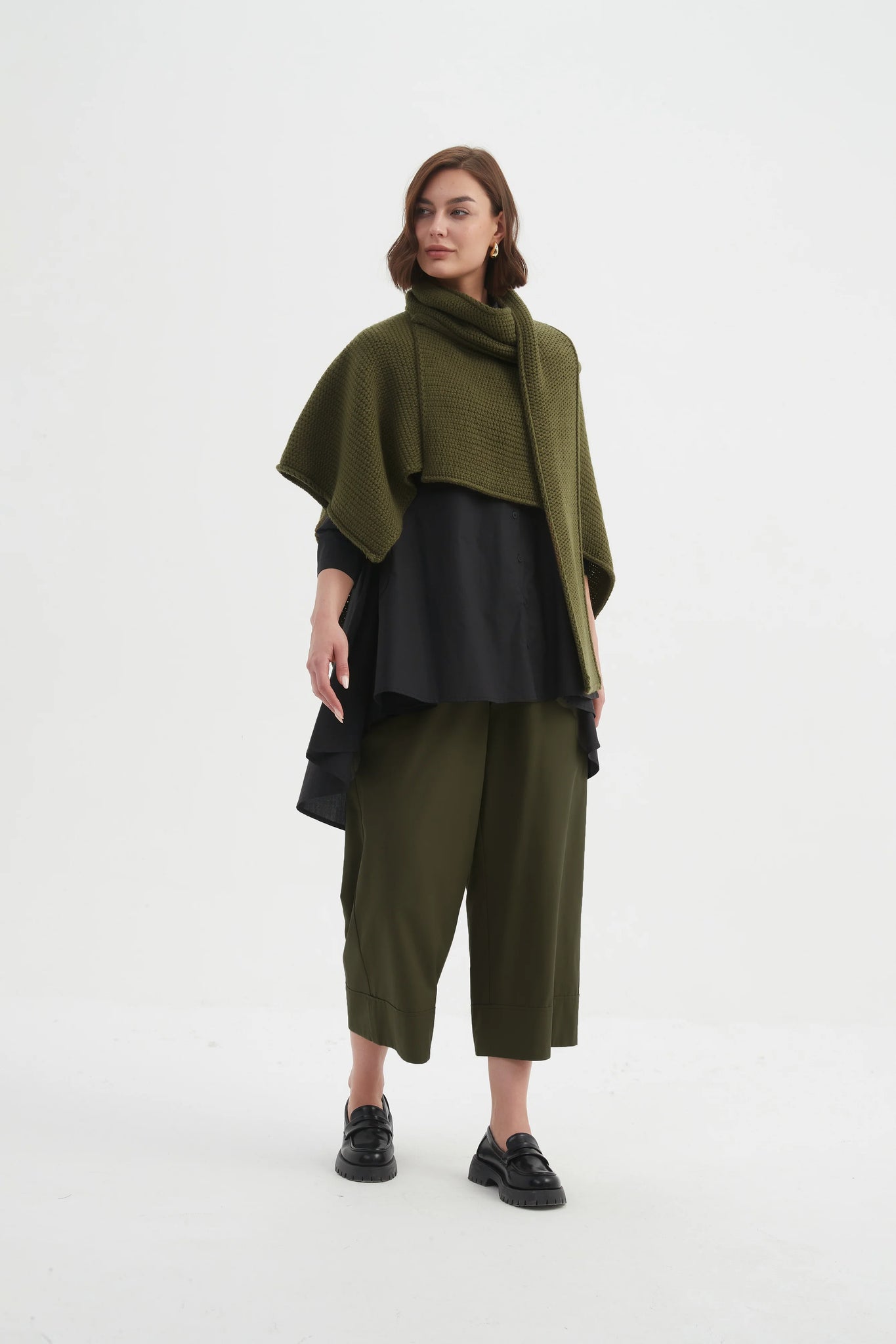 Asymmetric Wrap Knit - Khaki