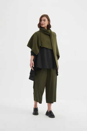 Asymmetric Wrap Knit - Khaki