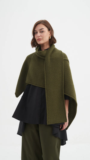 Asymmetric Wrap Knit - Khaki