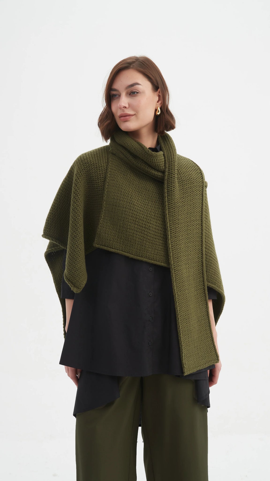 Asymmetric Wrap Knit - Khaki