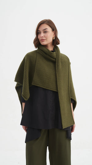 Asymmetric Wrap Knit - Khaki
