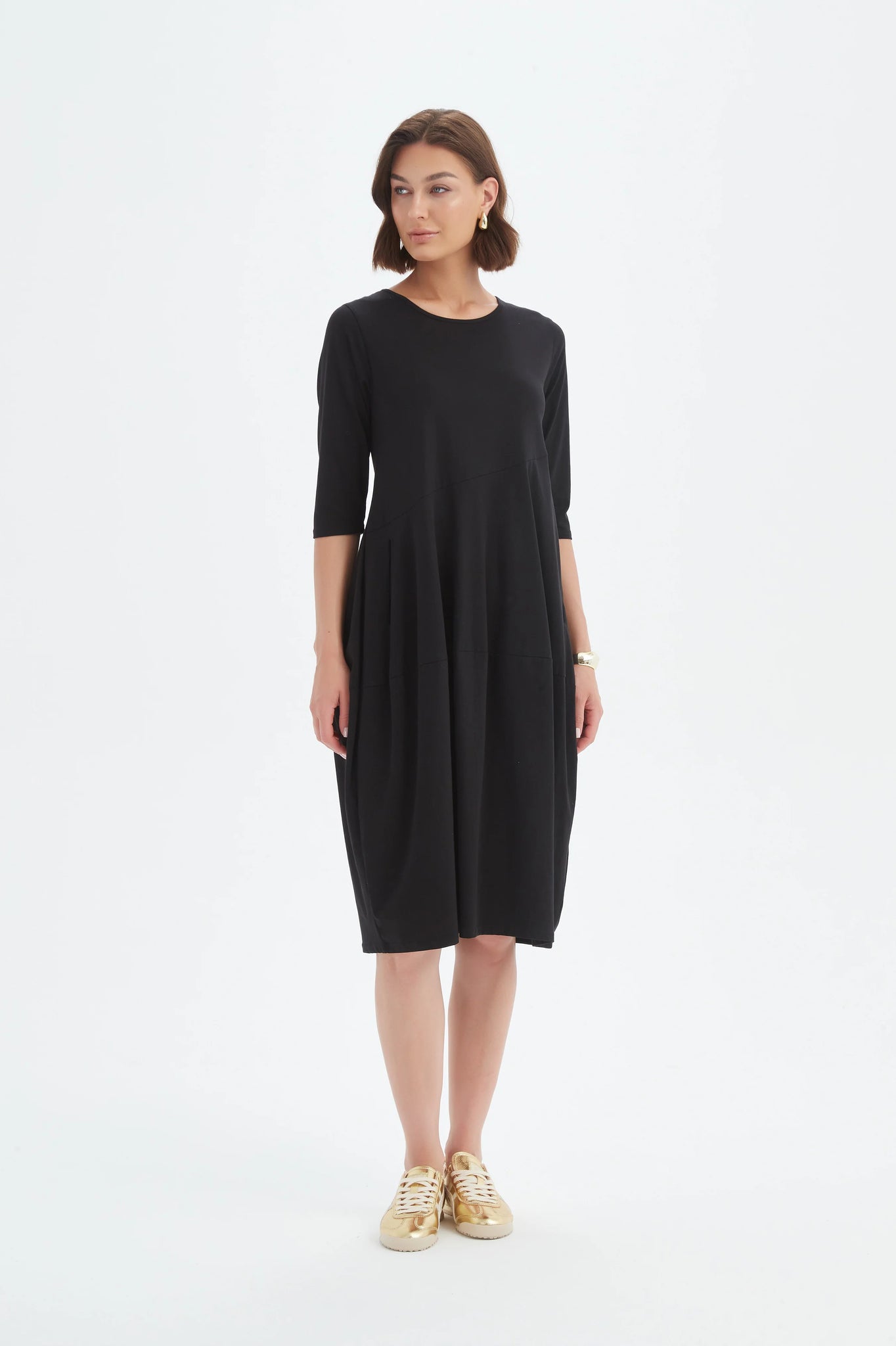 Diagonal Seam Summer Dress - Black