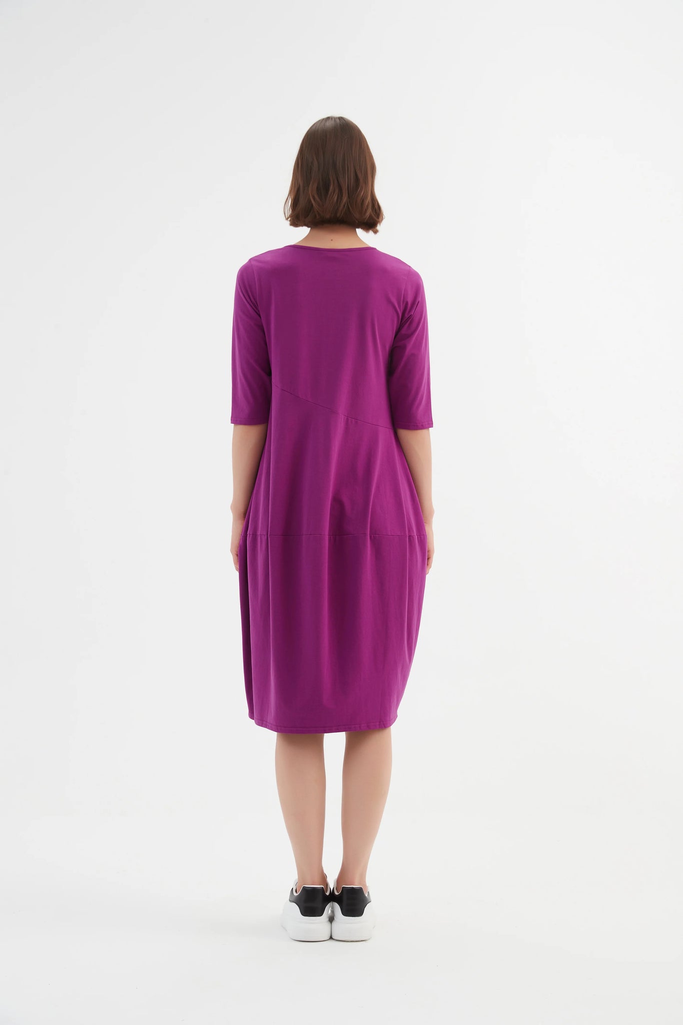 Diagonal Seam Dress - Fuchsia