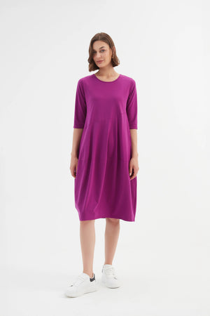 Diagonal Seam Dress - Fuchsia