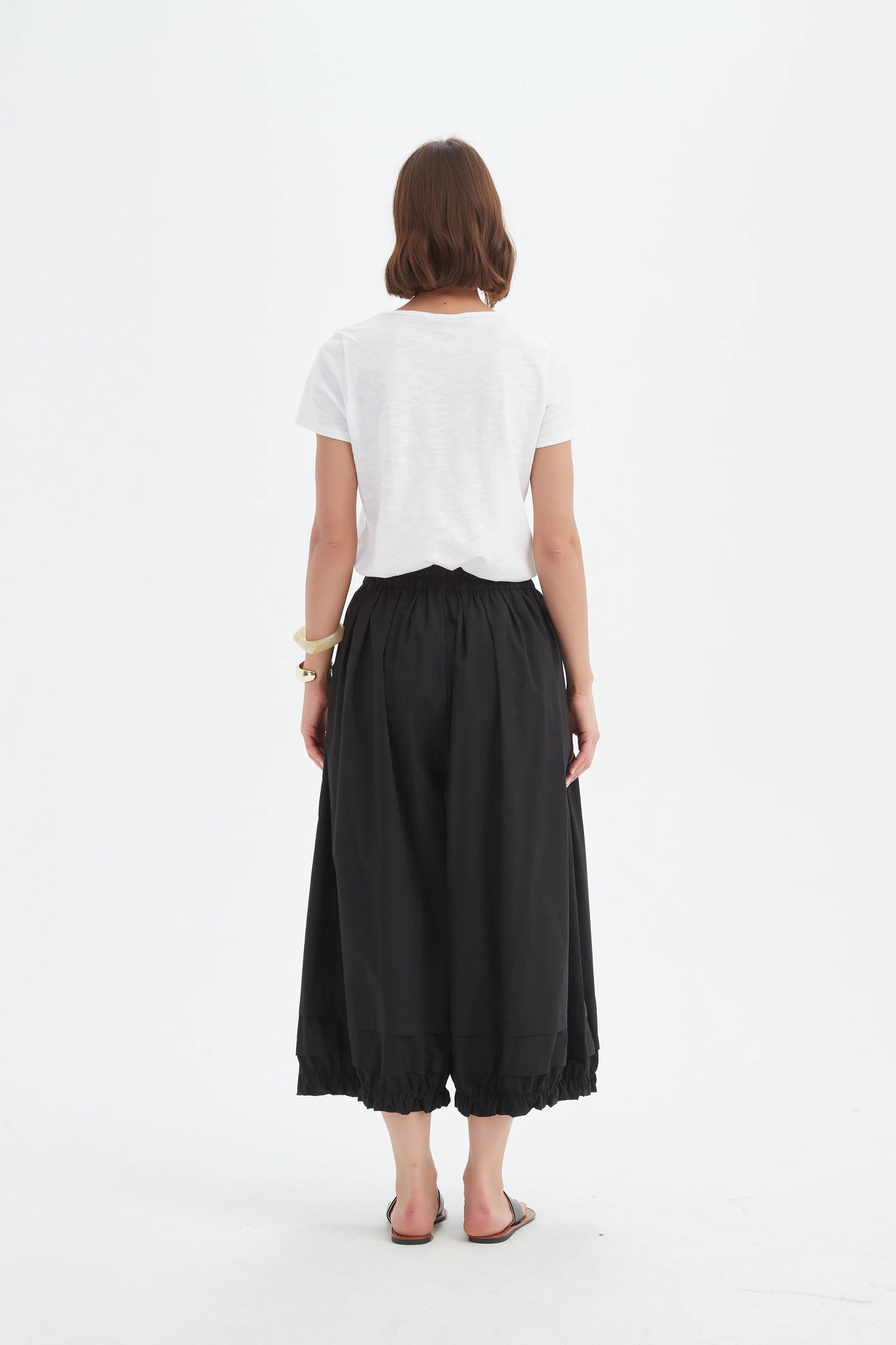 Ruffle Cuff Easy Pant - Black
