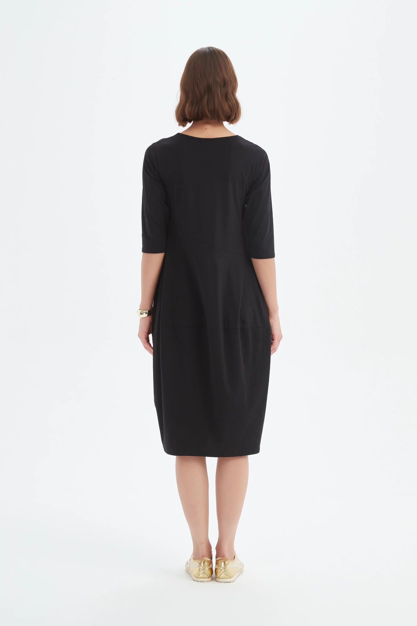 Diagonal Seam Summer Dress - Black