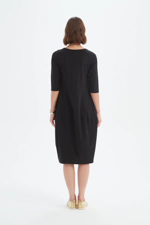 Diagonal Seam Summer Dress - Black