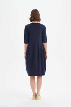 Diagonal Seam Summer Dress - Deep Navy