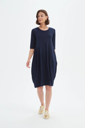 Diagonal Seam Summer Dress - Deep Navy