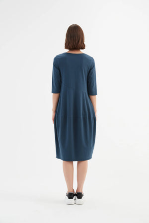 V Neck Diagonal Sleeve Dress - Deep Teal