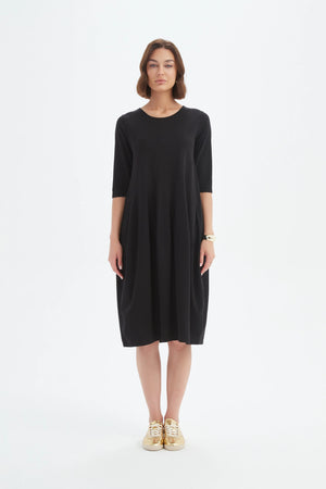 Diagonal Seam Summer Dress - Black