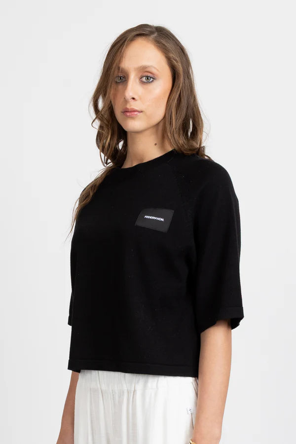 Badge Knit Top - Black