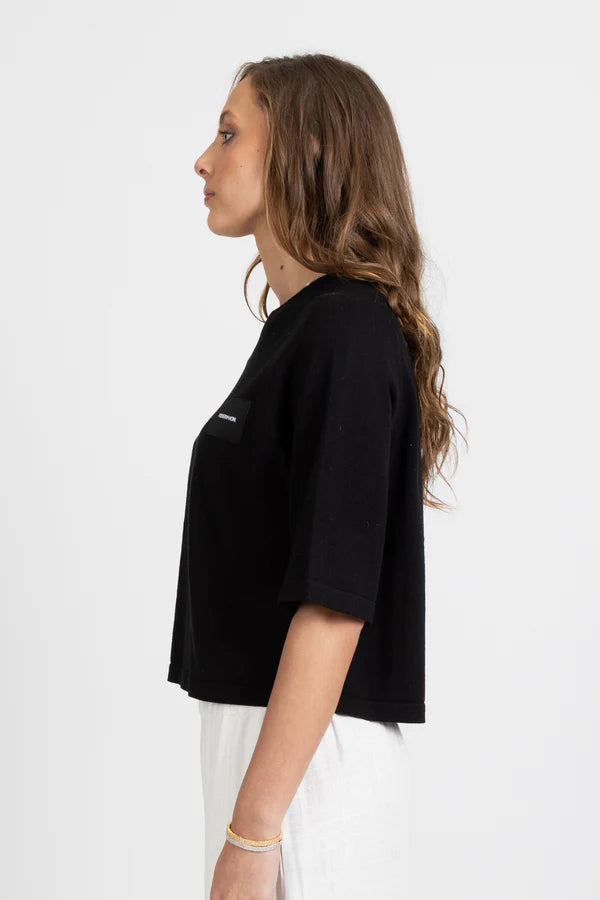 Badge Knit Top - Black