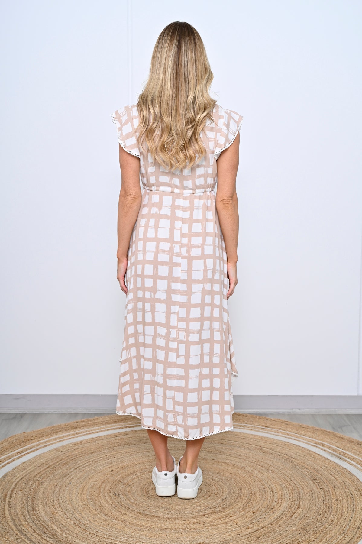 Luciana Dress - Beige Abstract