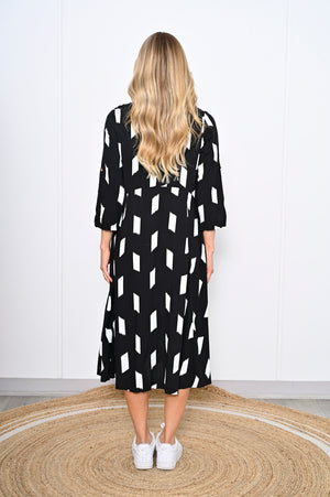 Taylor Abstract Dress - Black White