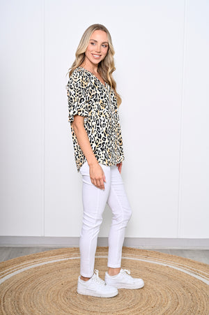 Aurora Ruffle Sleeve Top - Leopard