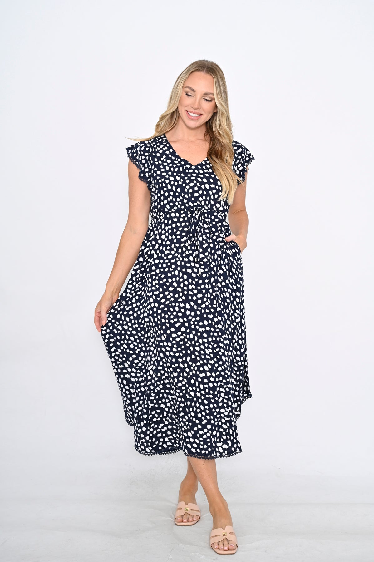 Luciana Dress - Navy Spot