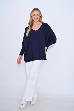 Zoe Sister V Neck Jumper - Navy