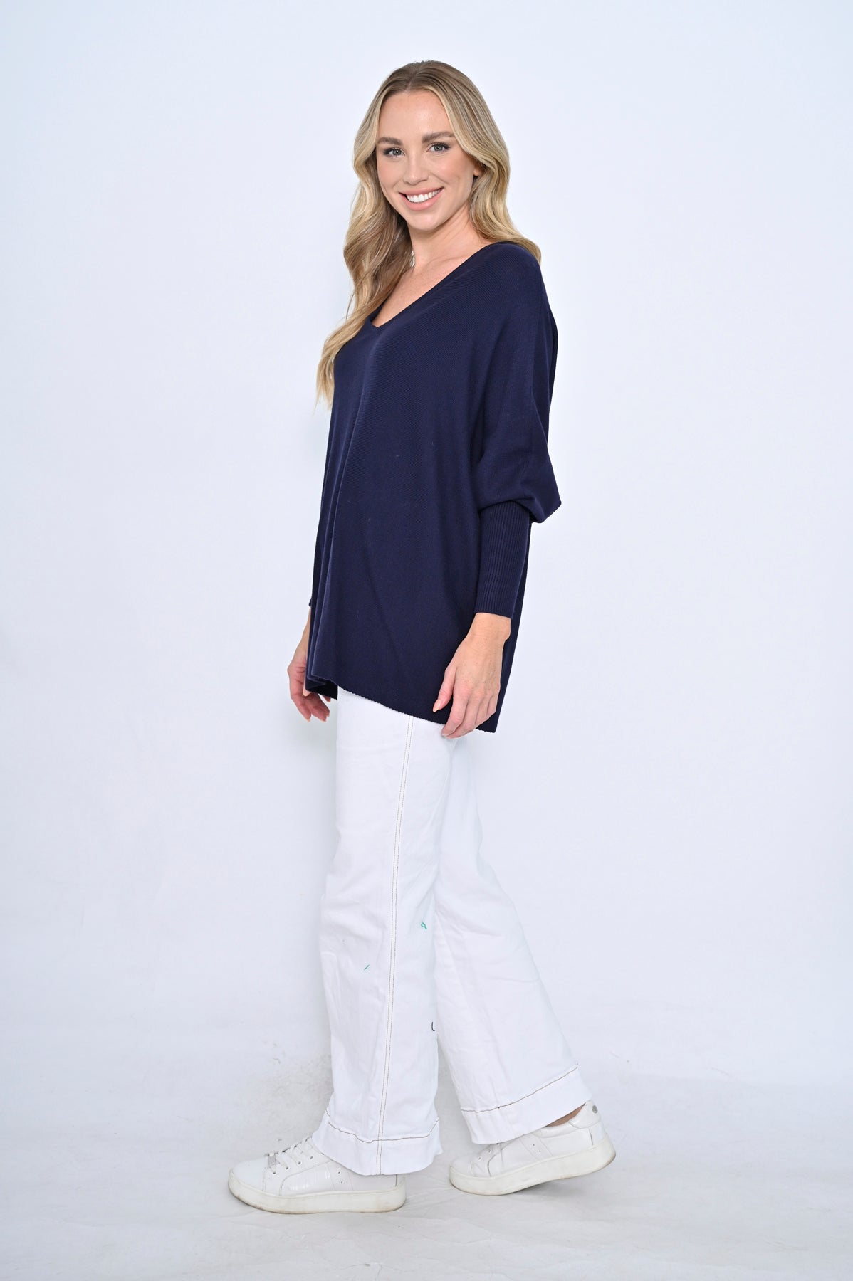 Zoe Sister V Neck Jumper - Navy