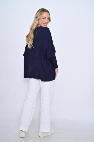 Zoe Sister V Neck Jumper - Navy