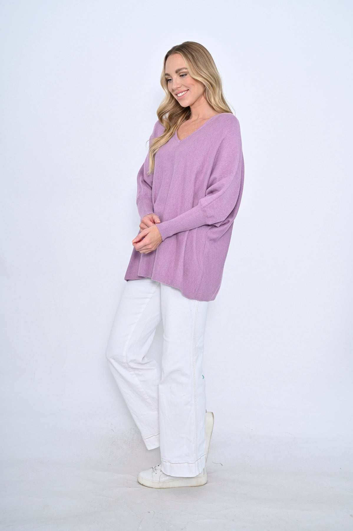 Zoe Sister V Neck Jumper - Purple