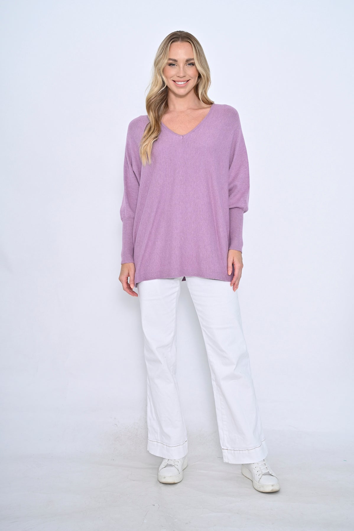 Zoe Sister V Neck Jumper - Purple