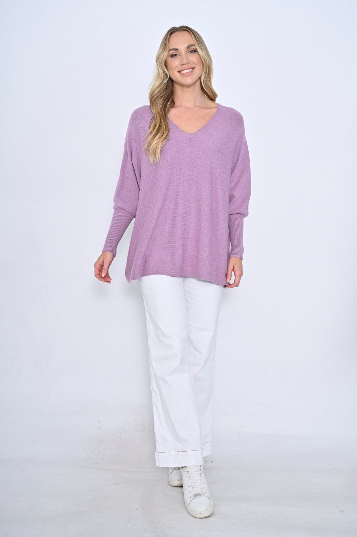 Zoe Sister V Neck Jumper - Purple