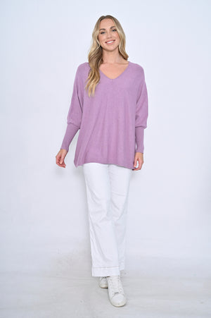 Zoe Sister V Neck Jumper - Purple