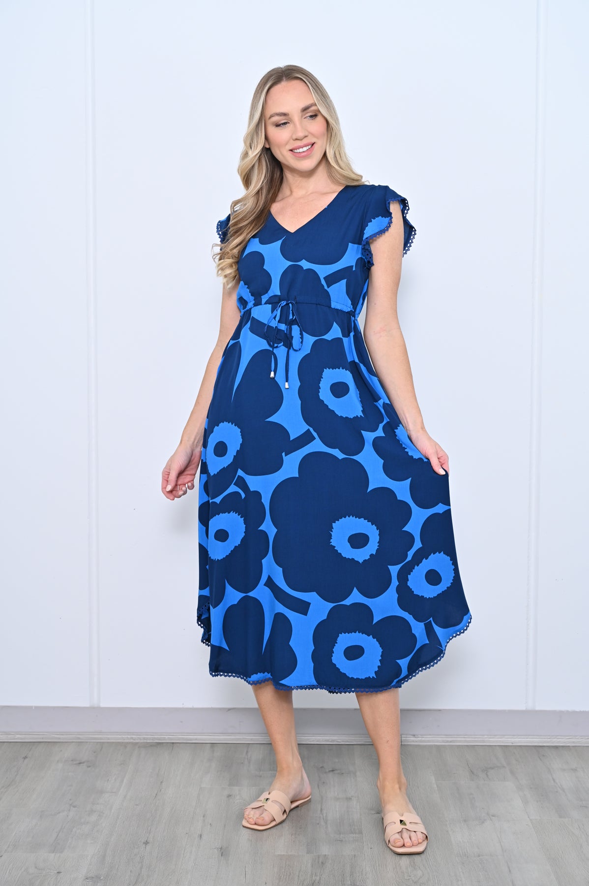 Gorman V Neck Dress - Blue