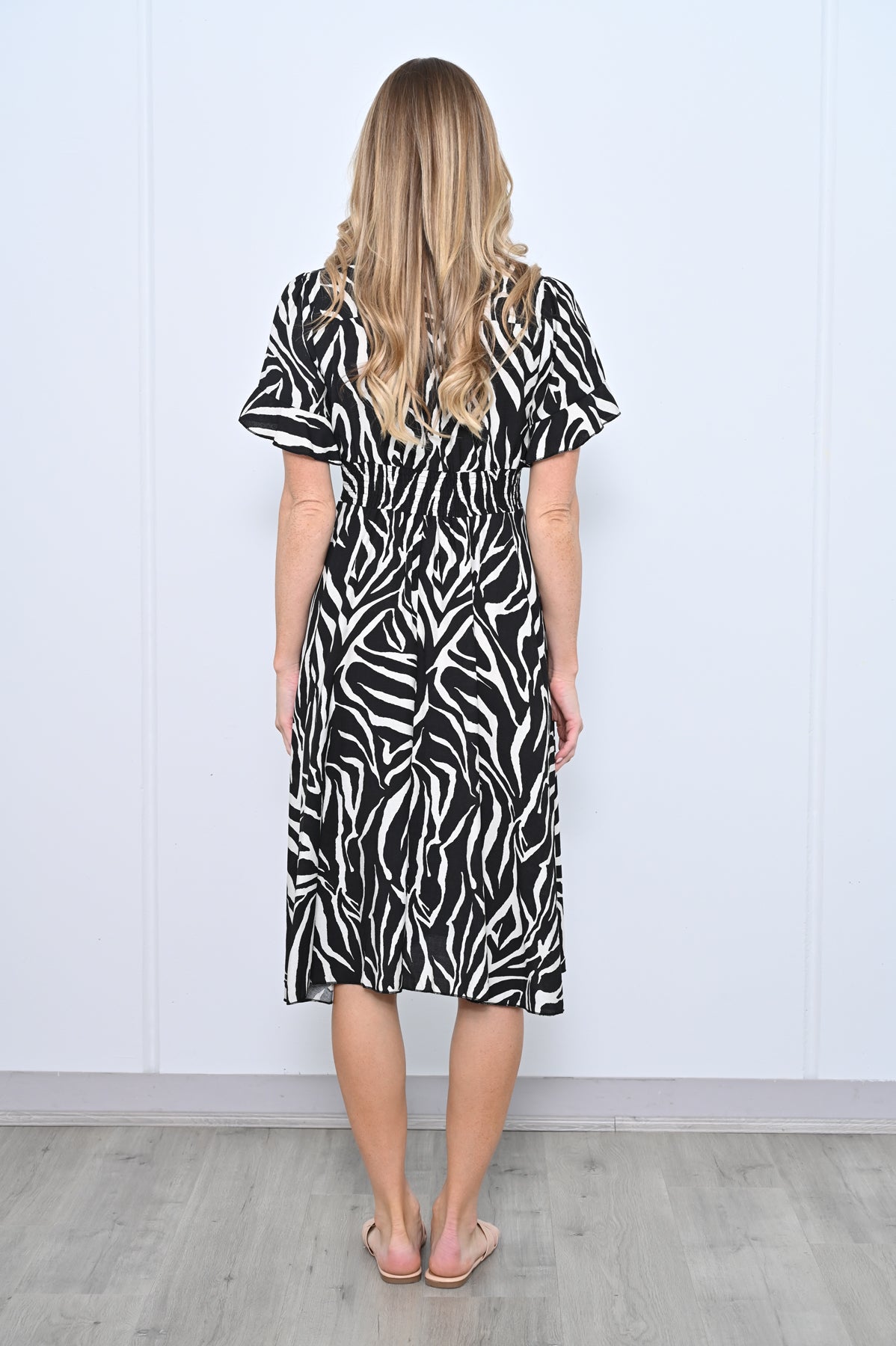 Alicia Ruffle Sleeve Dress - Zebra