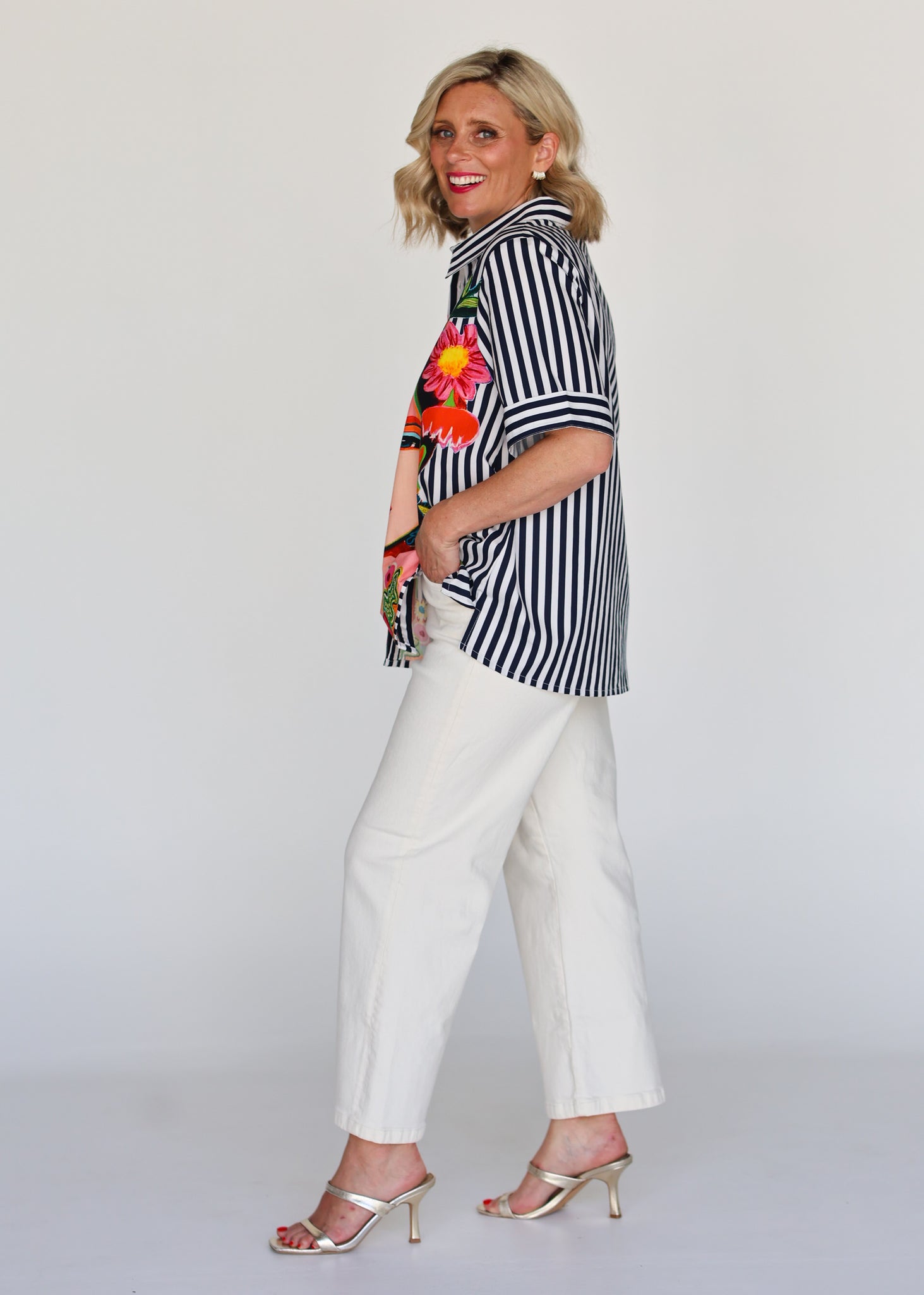 Frida Short Sleeve Shirt - Navy PREORDER