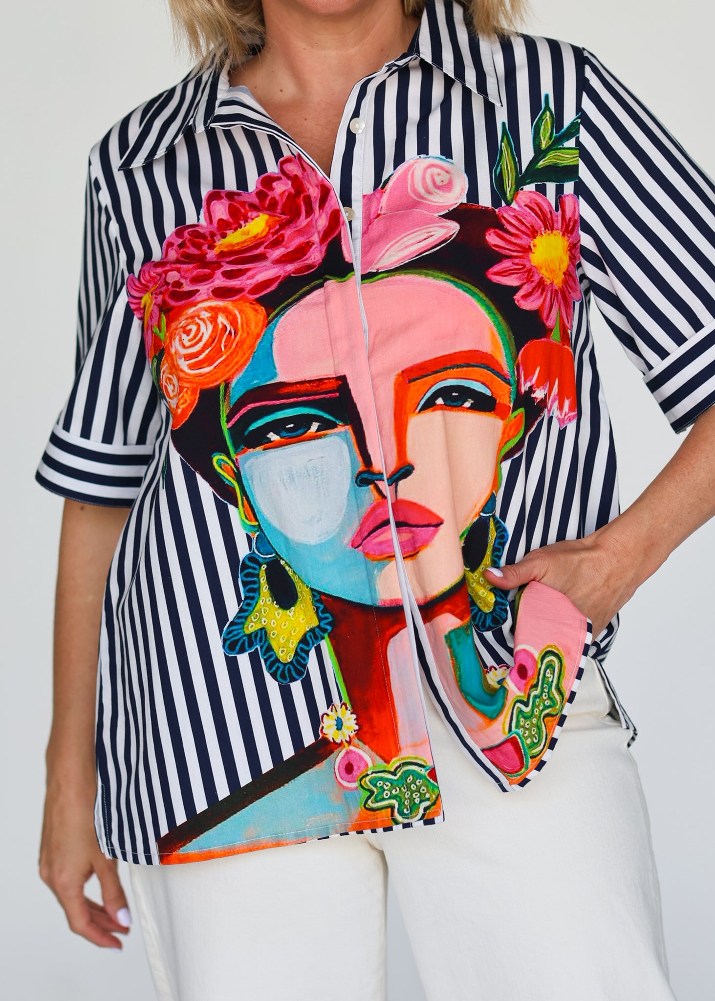 Frida Short Sleeve Shirt - Navy PREORDER