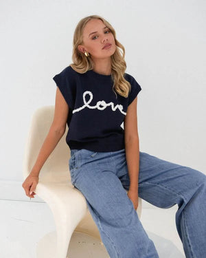 Love Knit Vest - Navy PREORDER