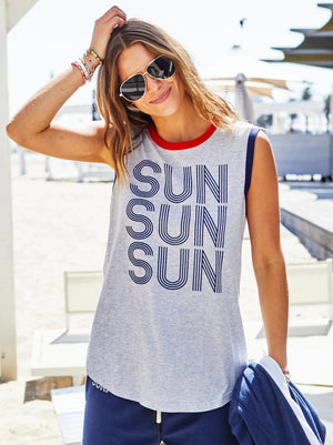 Surf Summer Tank - Grey Marle Navy