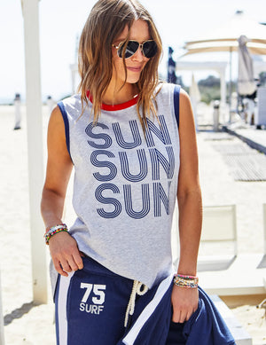 Surf Summer Tank - Grey Marle Navy