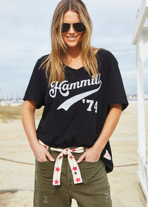 Hammill & Co 74 Logo V Neck Tee - Black