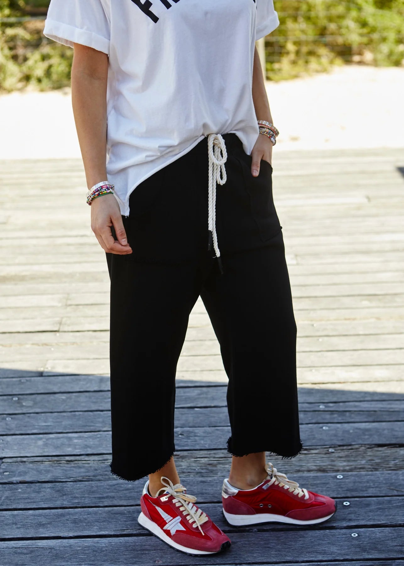 Frenchie Crop Track Pant - Black PREORDER