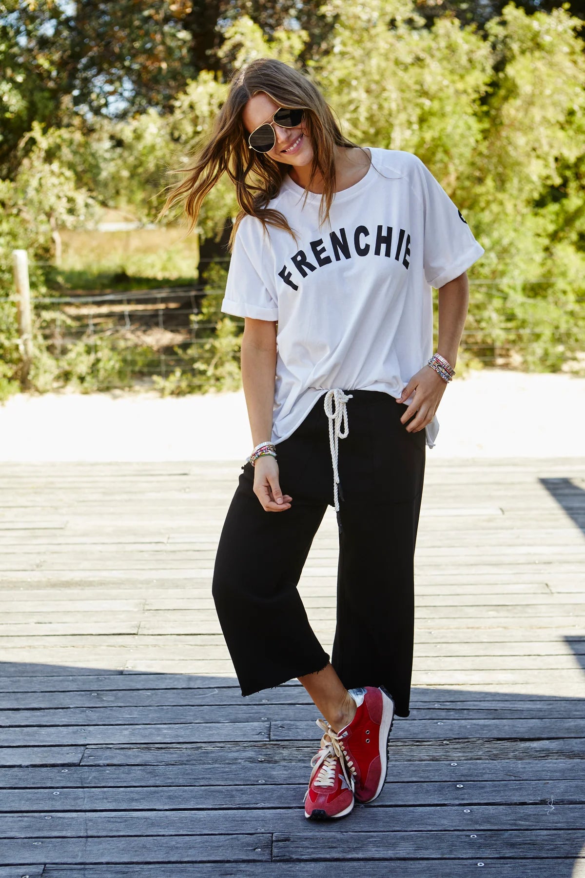 Frenchie Crop Track Pant - Black PREORDER