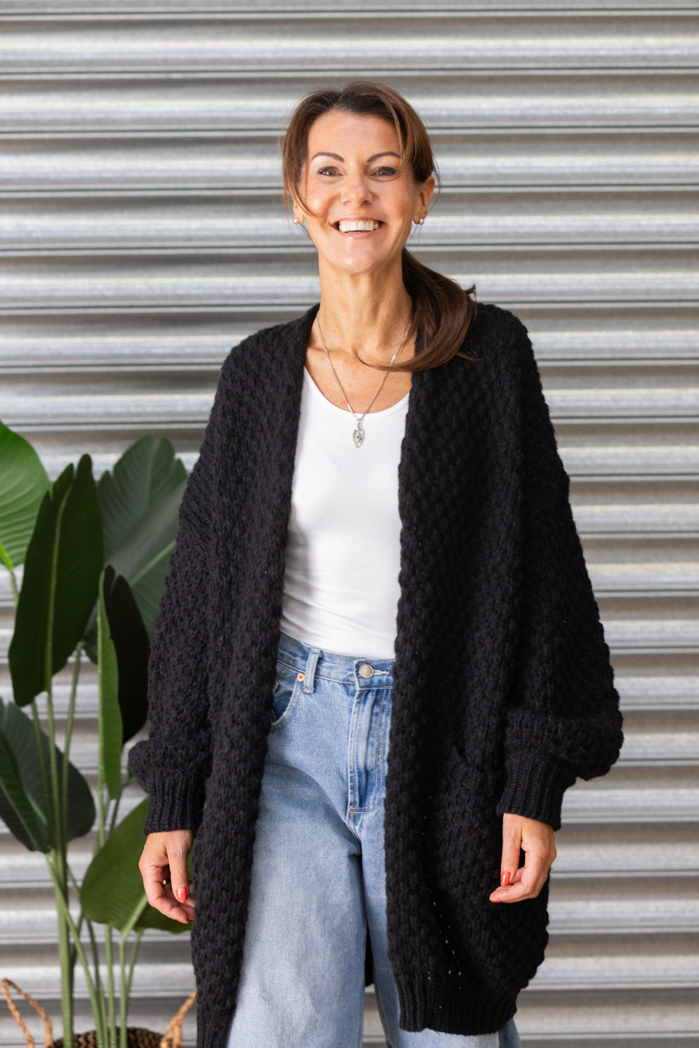 Lenny Long Cardigan Black – Harlos