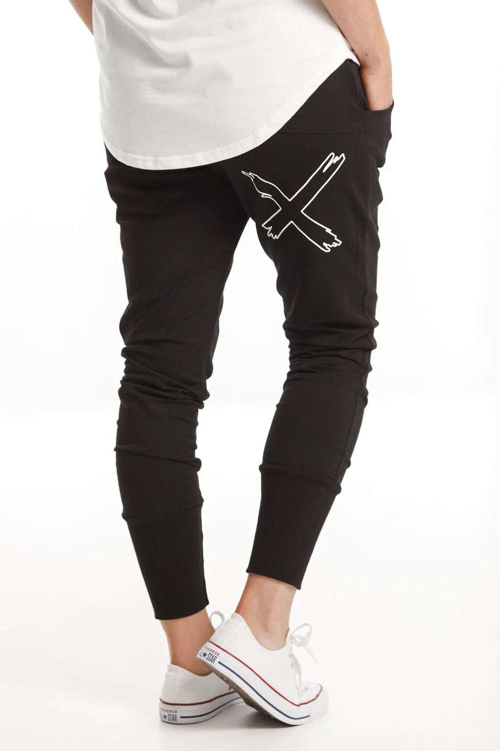 Home-Lee Apartment Pants - Black with White X Outline Harlos