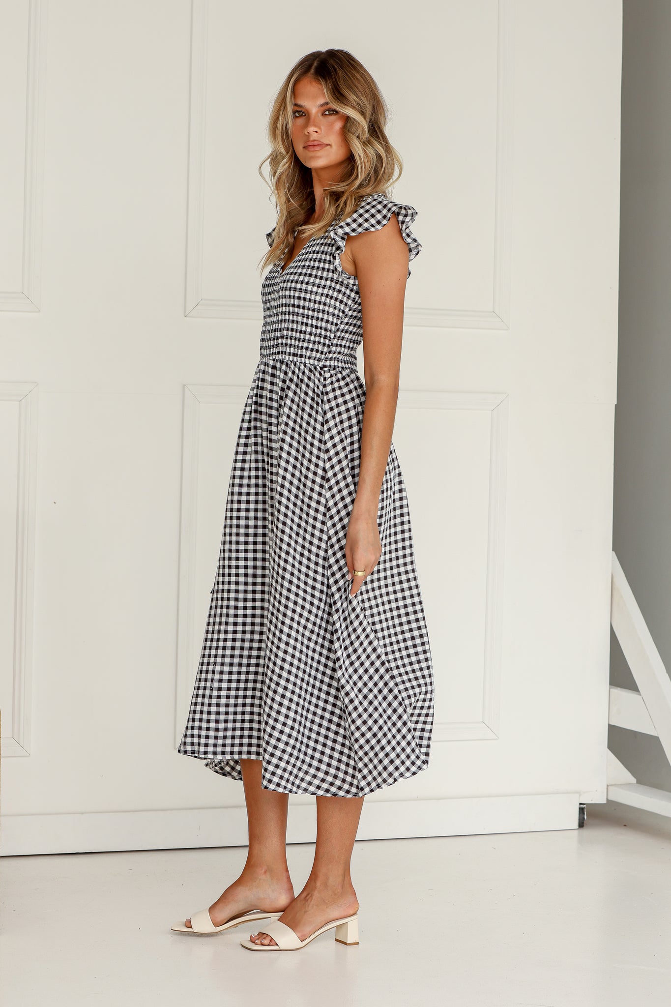 Ava Gingham Dress - Black White