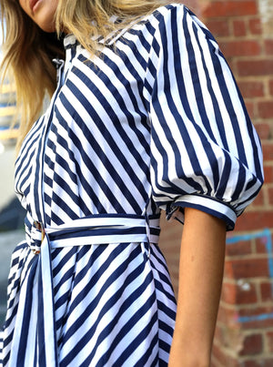 Bianca Dress - Navy Stripe