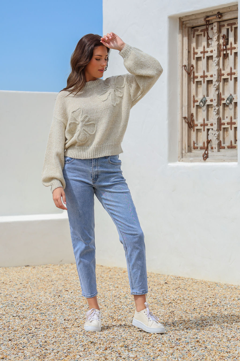 Lilly Flower Knit - Latte