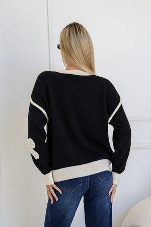 Bow Contrast Knit - Black
