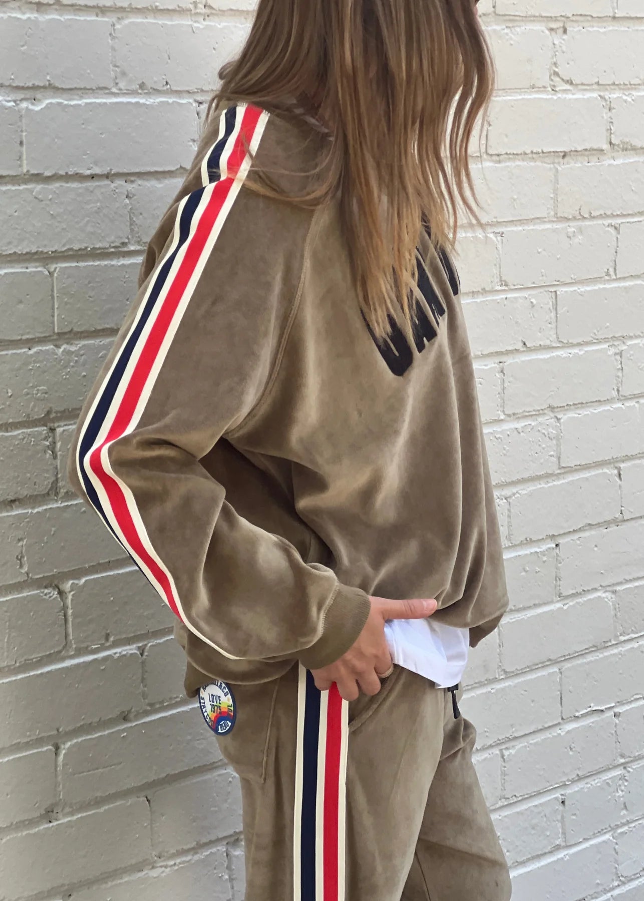 Sporty Velour Sweat - Khaki