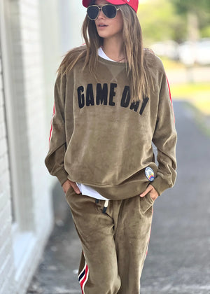 Sporty Velour Sweat - Khaki