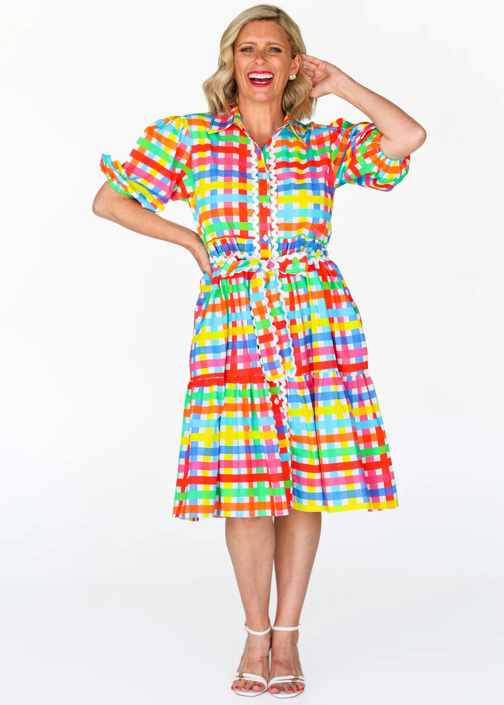 Melody Dress - Neon Gingham PREORDER